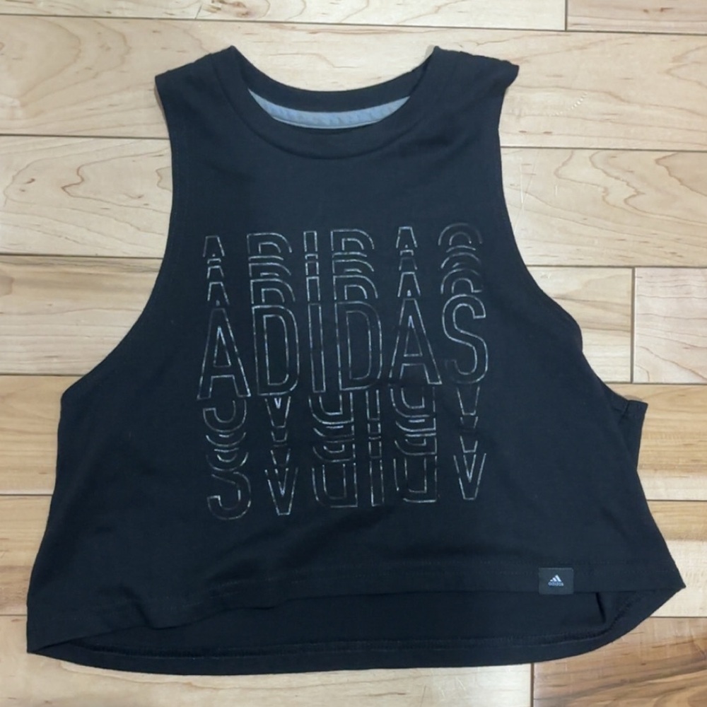 ADIDAS BLACK CROPPED TANK TOP